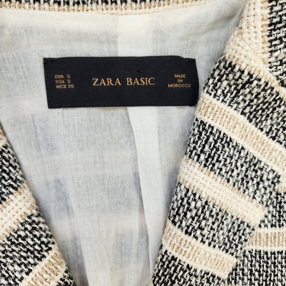 Zara Basic Trench Coat Striped Knit Lightweight With Pockets 3/4 Sleeves Small - Picture 5 of 15